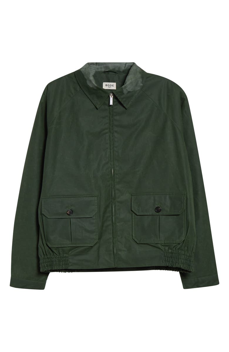 Bode Waxed Cotton Coach's Jacket, Main, color, Green