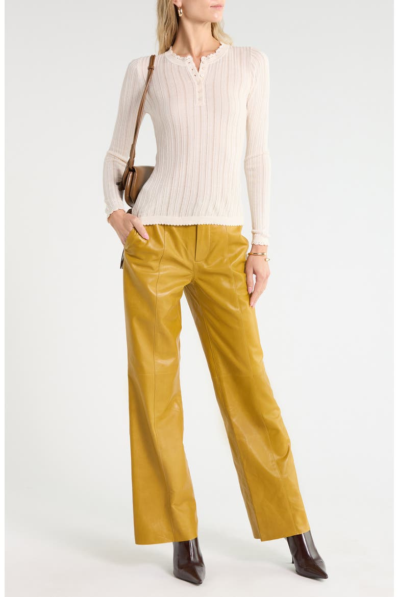 Delia Long Sleeve Pointelle Henley, Main, color, PRISTINE