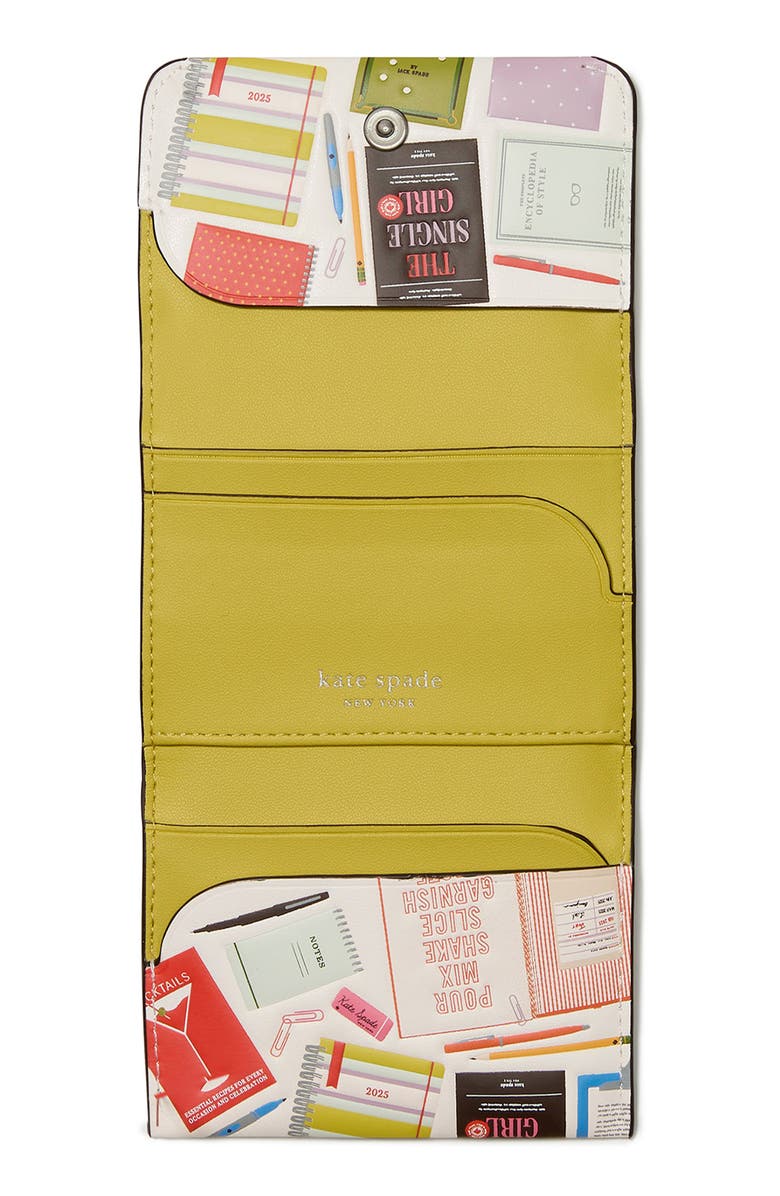 Kate Spade New York page turner bestsellers print leather card case, Alternate, color, Cream Multi