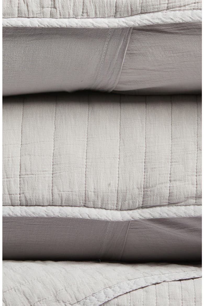 Soft Stripe Cotton Quilt & Shams Set, Alternate, color, GREY VAPOR