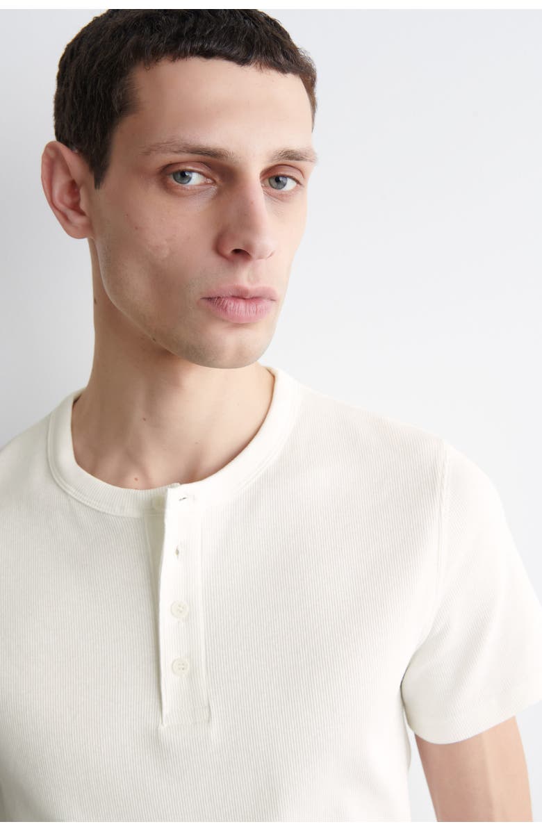 COS Slim-Fit Ribbed Henley T-Shirt, Alternate, color, Off-White