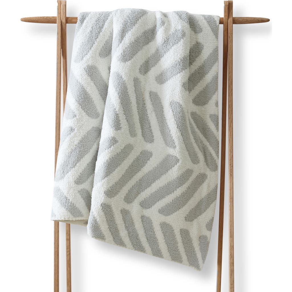Sunday Citizen Chevron Throw Blanket in Cloud Grey - Off White  product