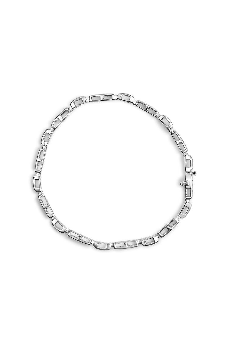 14K White Gold 1.0 Cttw Princess Diamond Station and Link Tennis Bracelet, Alternate, color, White