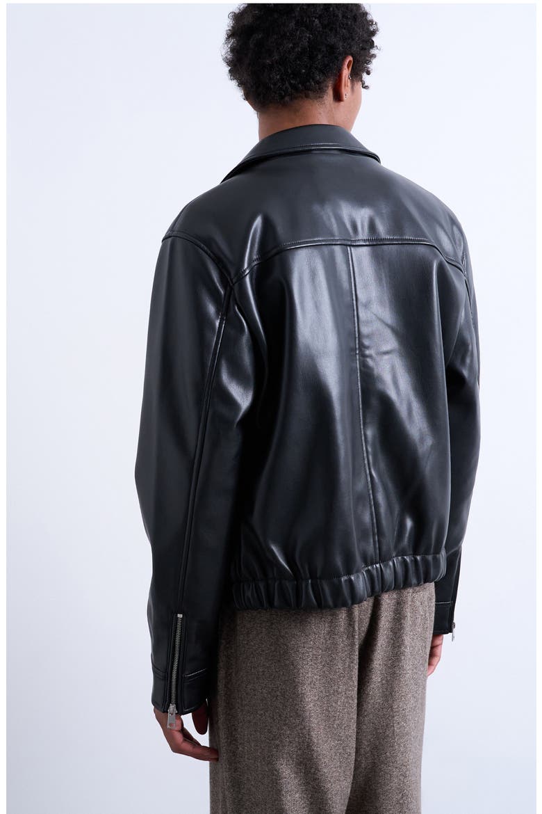 Faux Leather Jacket, Alternate, color, BLACK