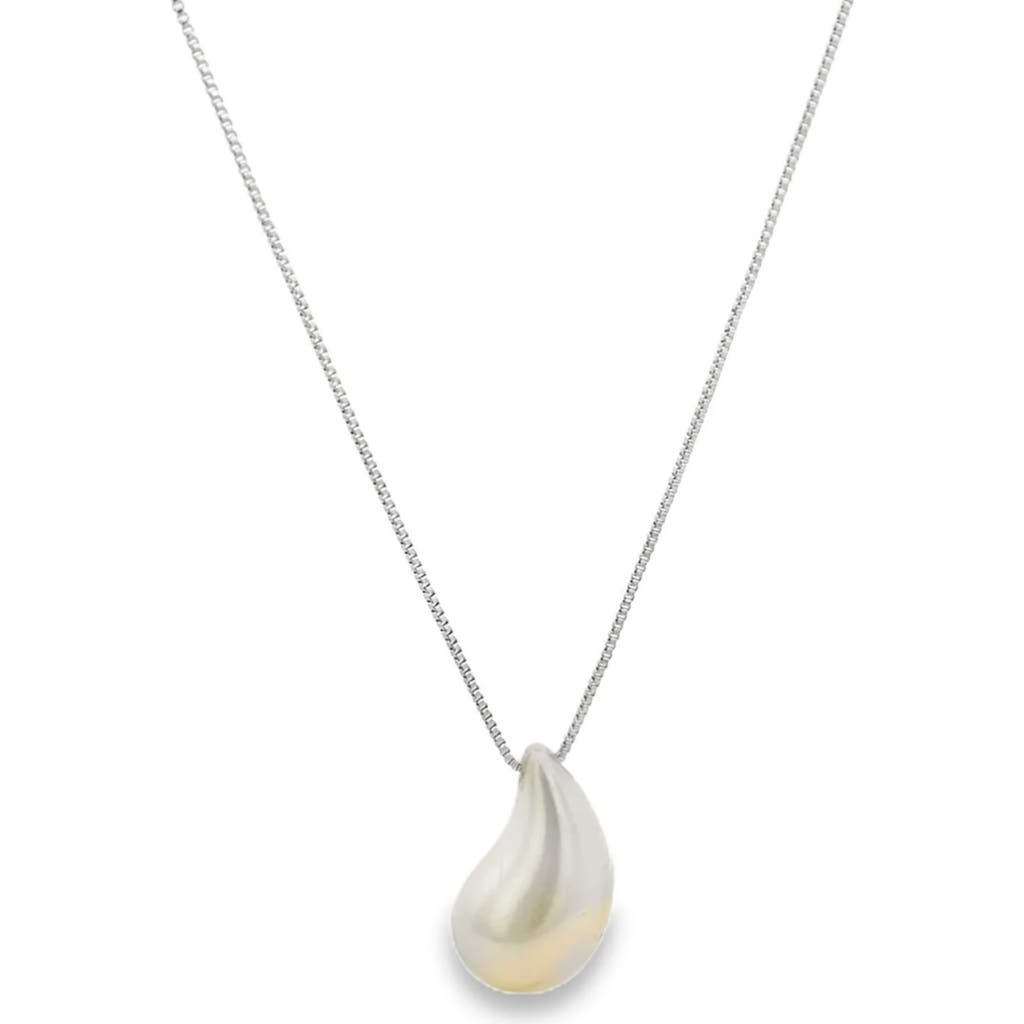 Macrae & Co . Faux Pearl Teardrop Pendant Necklace In Metallic