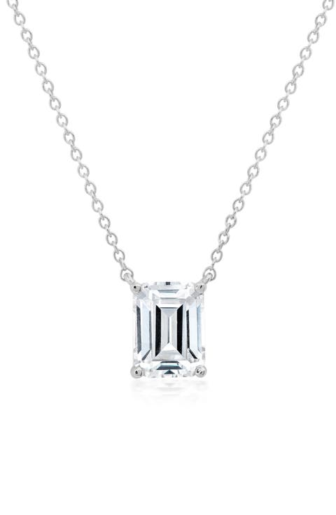 Emerald Cut Cubic Zirconia Pendant Necklace