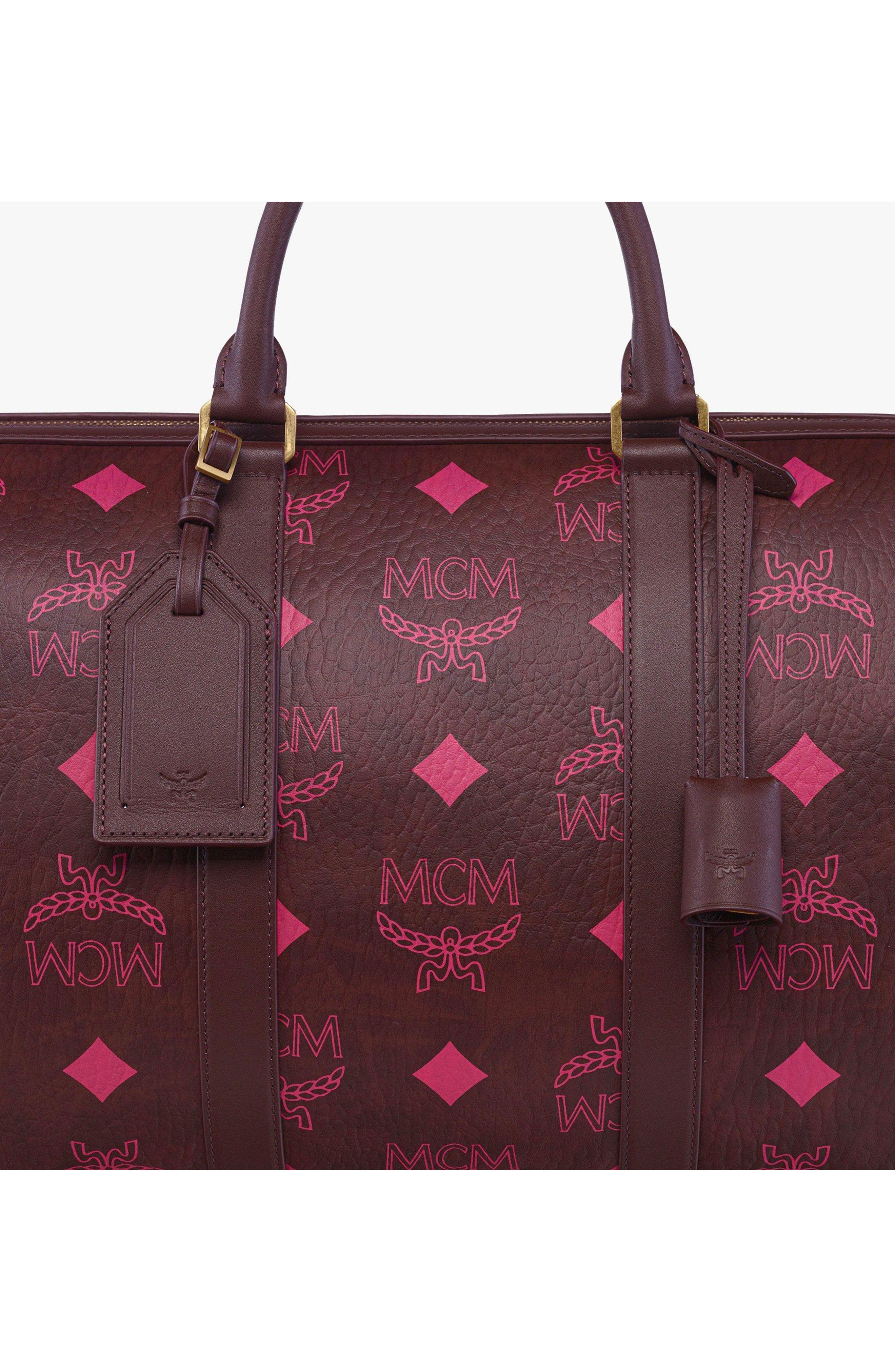 MCM Small Ottomar Weekender Bag in Maxi Visetos, Alternate, color, Cinnamon