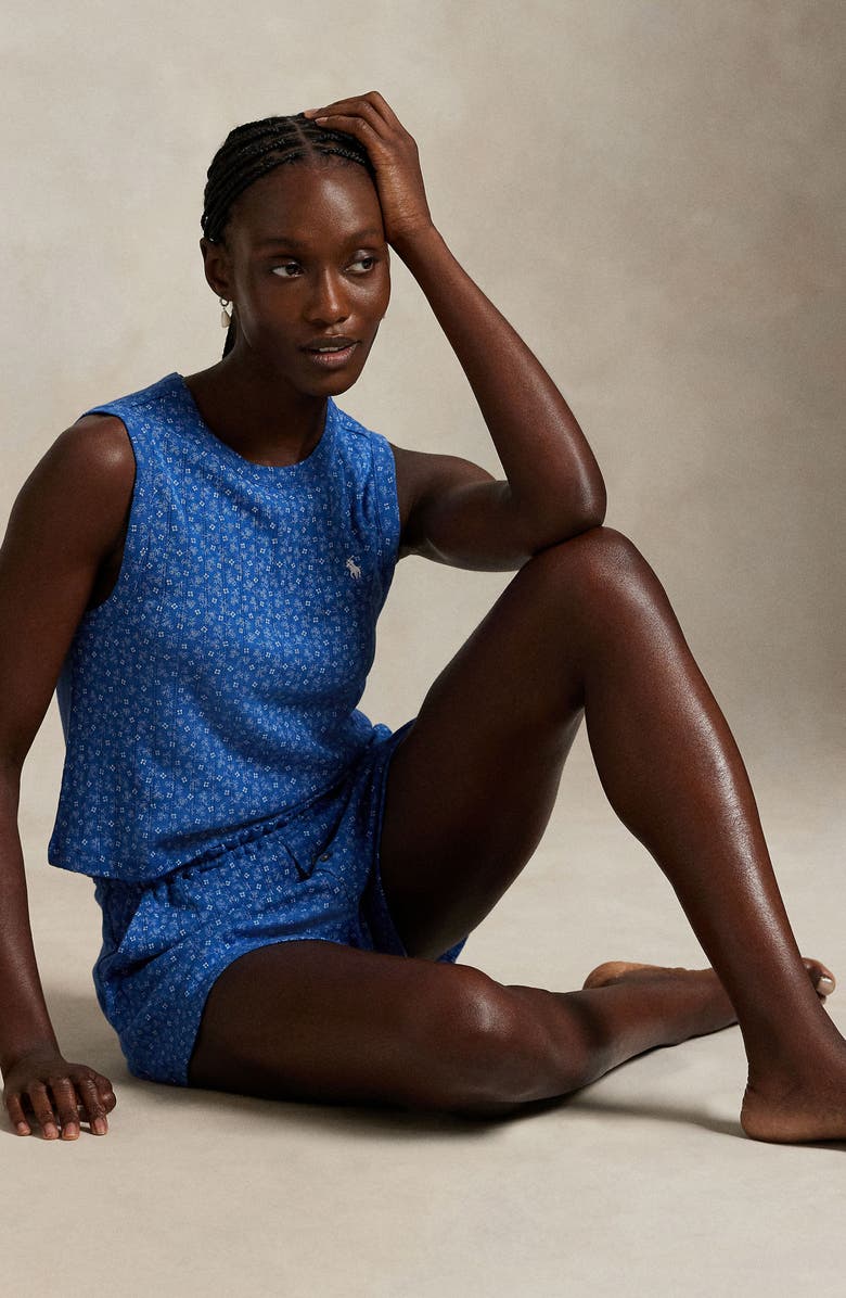 Polo Ralph Lauren Logo Detail Cotton Short Pajamas, Alternate, color, Midnight Ditsy