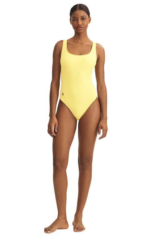 Polo Ralph Lauren Scoopback One-piece Swimsuit In Yellow