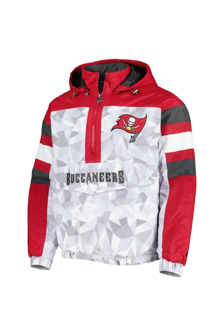 Men's Starter White/Red Tampa Bay Buccaneers Thursday Night Gridiron Raglan Half-Zip Hooded Jacket, Alternate, color, White