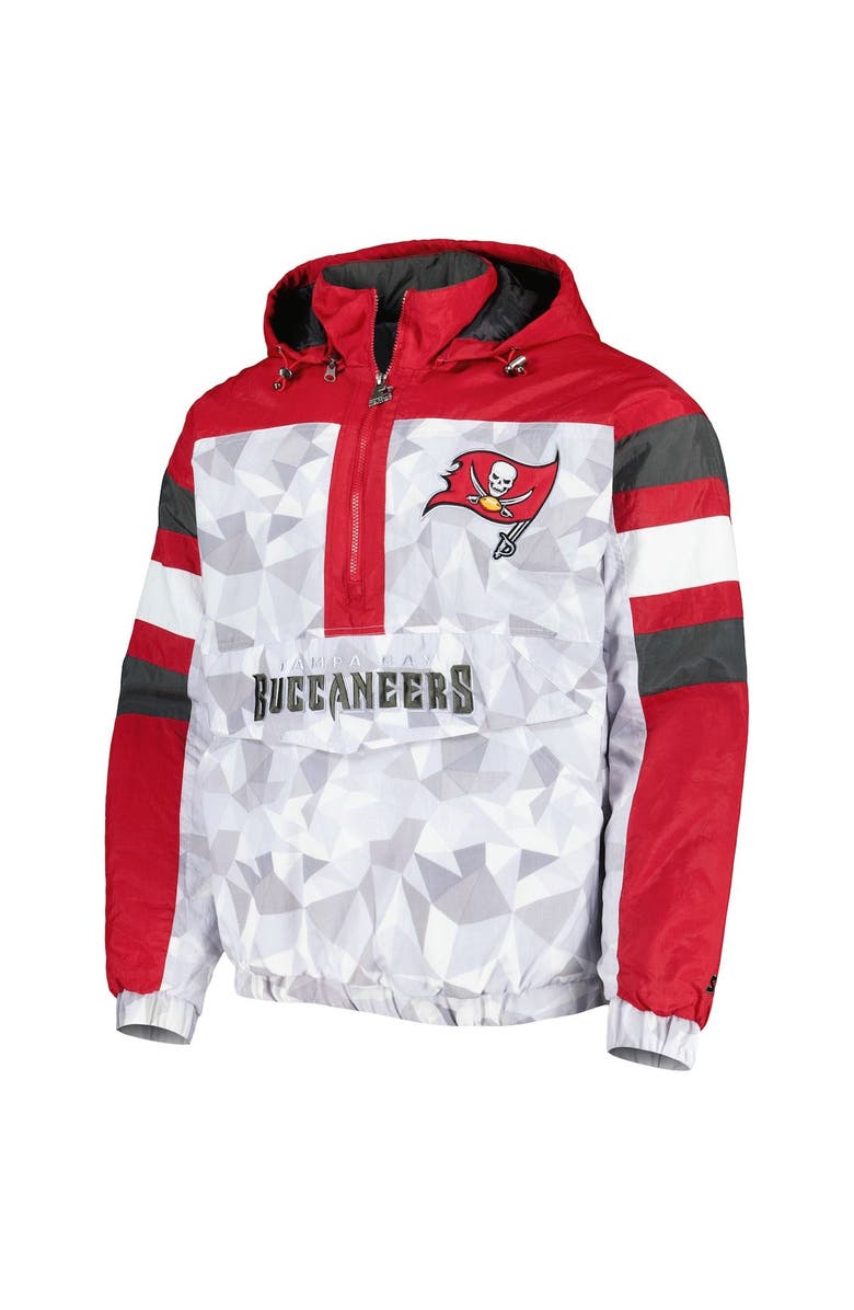 STARTER Men's Starter White/Red Tampa Bay Buccaneers Thursday Night Gridiron Raglan Half-Zip Hooded Jacket, Alternate, color, White