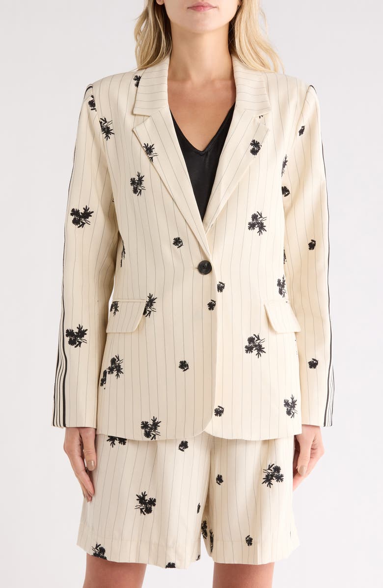 NVLT Embroidered Pinstripe Blazer, Main, color, Ivory Stripe