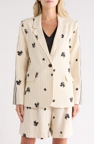 NVLT Embroidered Pinstripe Blazer