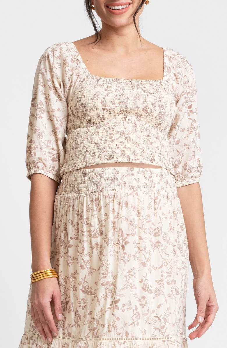 Seraphine Floral Two-Piece Maternity Crop Top & Maxi Skirt, Alternate, color, 