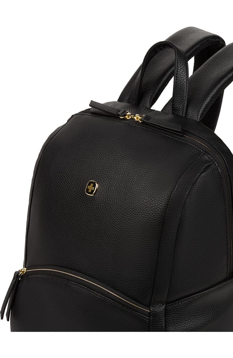 SWISSGEAR 9901 Faux Leather Laptop Backpack, Alternate, color, Black