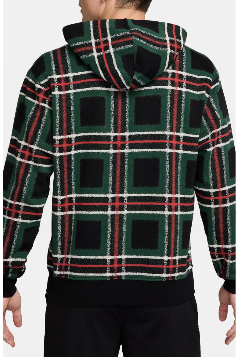 Essentials Holiday Plaid Hoodie, Alternate, color, BLACK/ SAIL