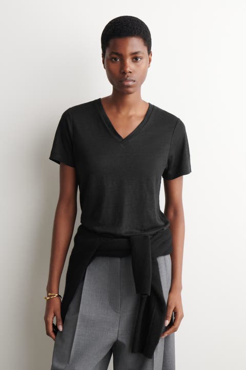 V-neck Linen T-shirt