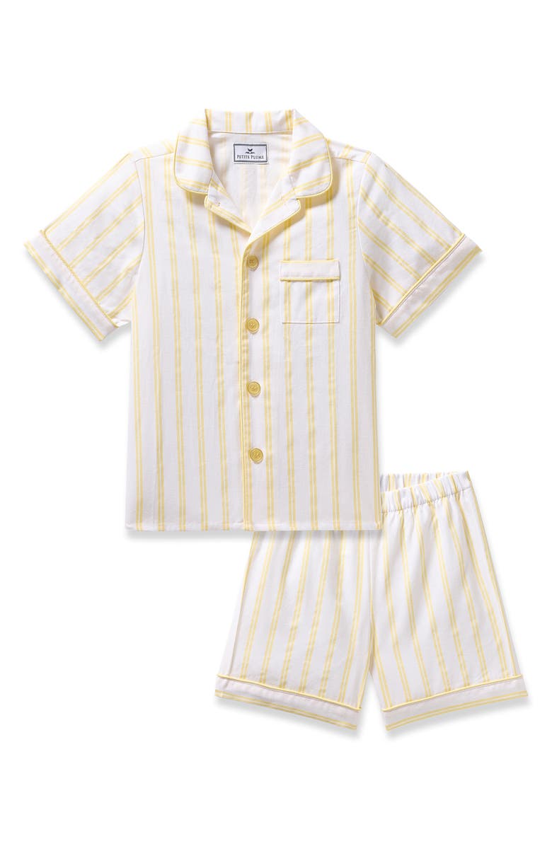 Petite Plume Kids' Stripe Two-Piece Short Pajamas, Main, color, 