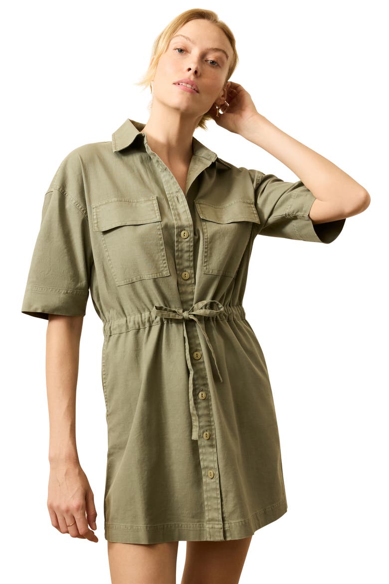 Stretch Cotton Twill Dress, Alternate, color, COASTAL SAGE