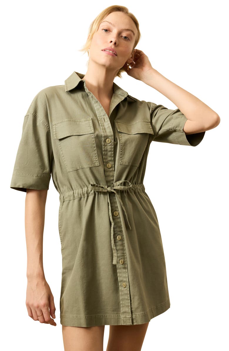 Faherty Stretch Cotton Twill Dress, Alternate, color, Coastal Sage