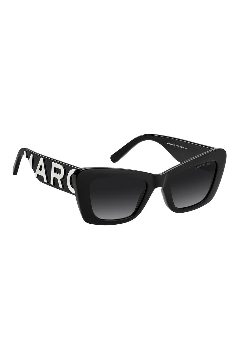 52mm Cat Eye Sunglasses, Alternate, color, BLACK WHITE/ DARK GREY SF