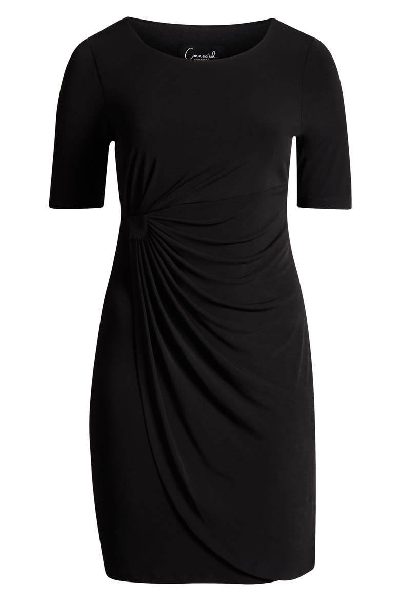 Faux Wrap Dress, Alternate, color, BLACK