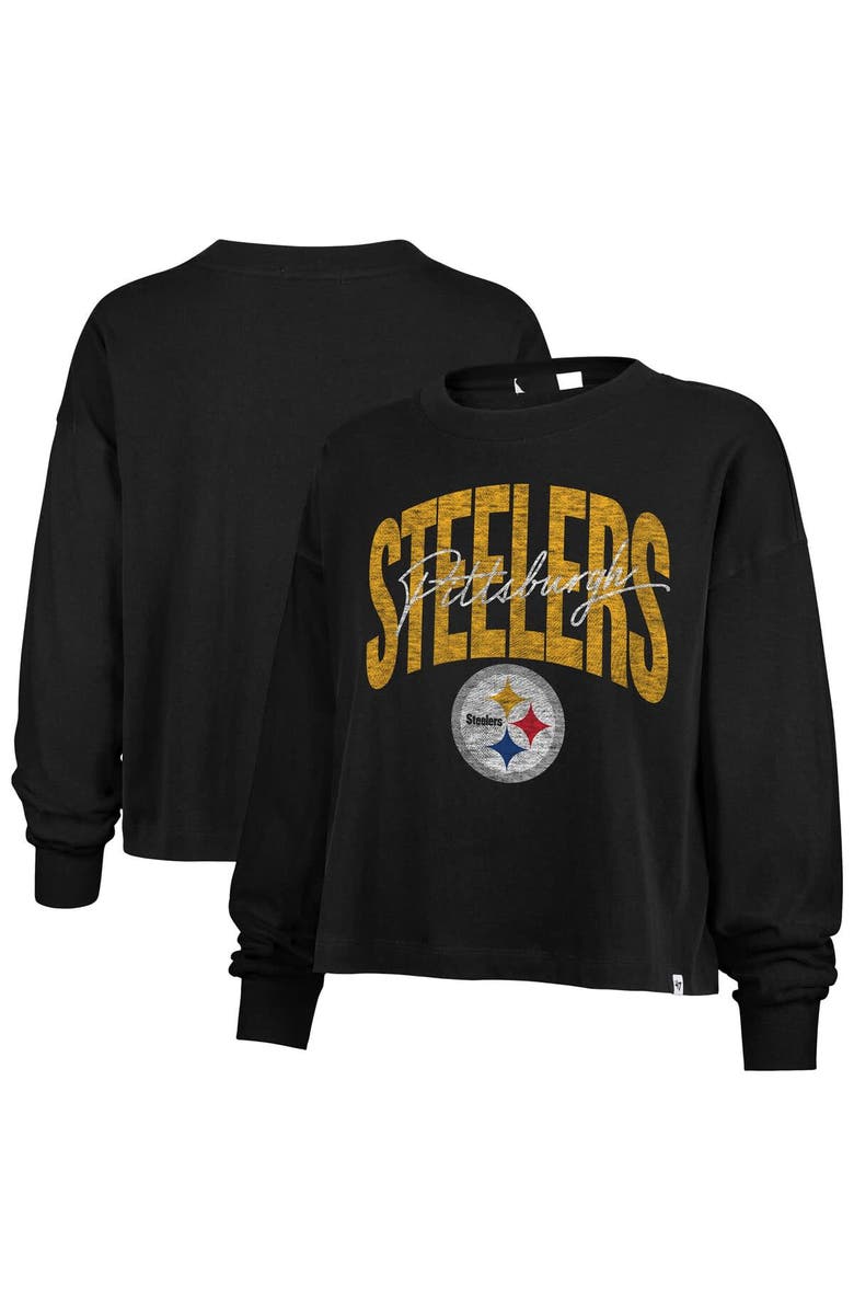 '47 Women's '47 Black Pittsburgh Steelers Muse Sydney Long Sleeve T-Shirt, Main, color, Black