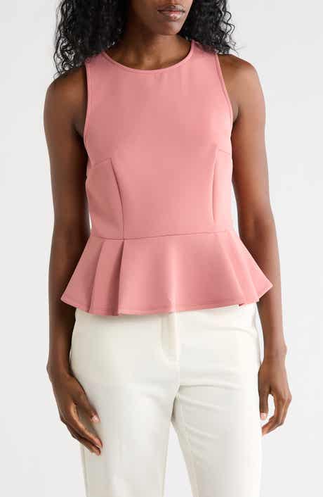 T Tahari Sleeveless Scuba Peplum Top