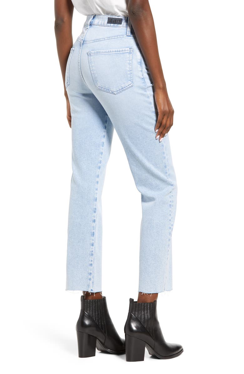 LE JEAN Sabine High Waist Raw Hem Ankle Straight Leg Jeans, Alternate, color, 