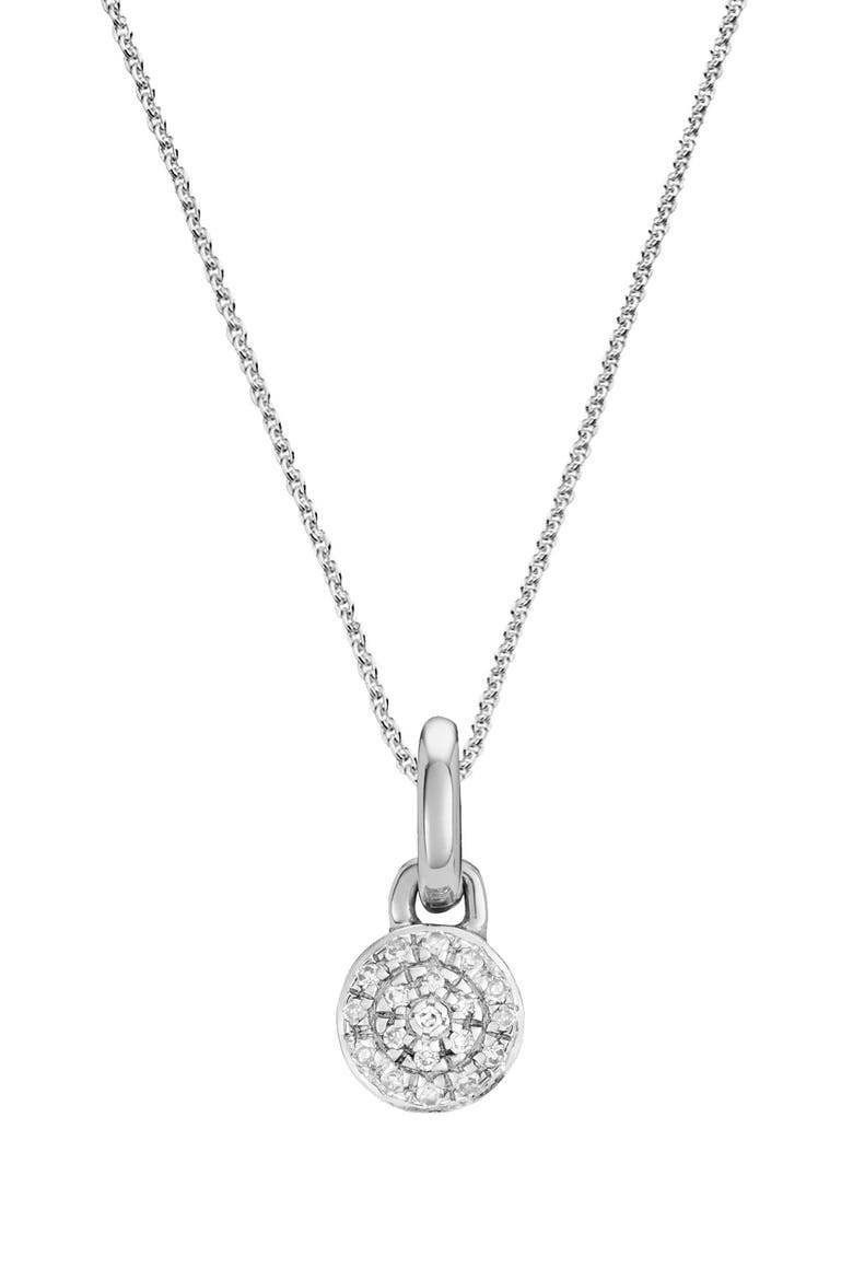 Fiji Mini Diamond Button Pendant Charm, Main, color, SILVER/ DIAMOND