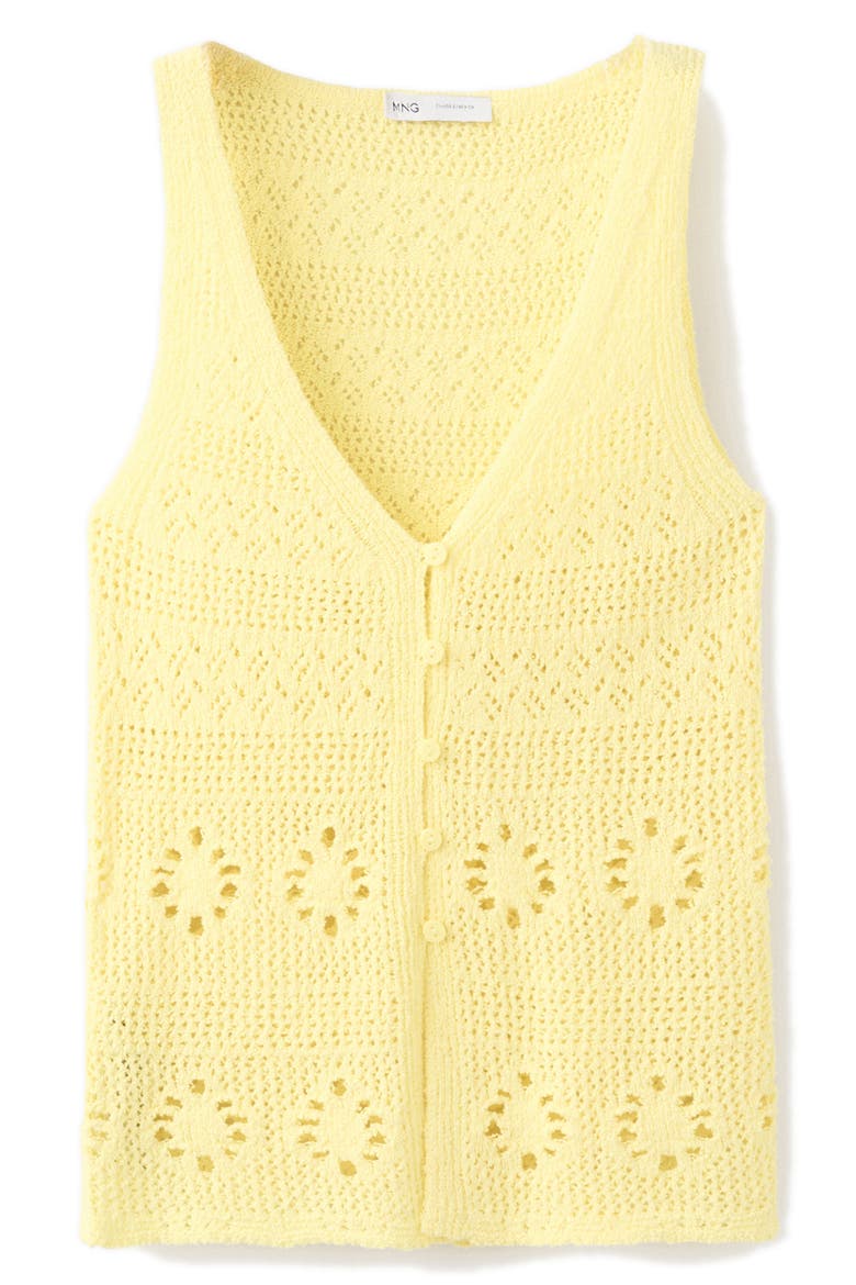 Crocheted Button Front Vest, Alternate, color, YELLOW