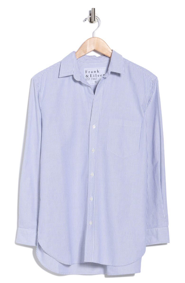 Frank & Eileen Joedy Boyfriend Cotton Button-Up Shirt, Alternate, color, Blue White Stripe