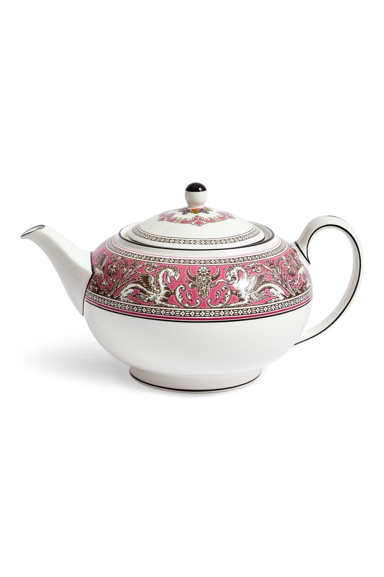Florentine Bone China Teapot, Main, color, FUCHSIA