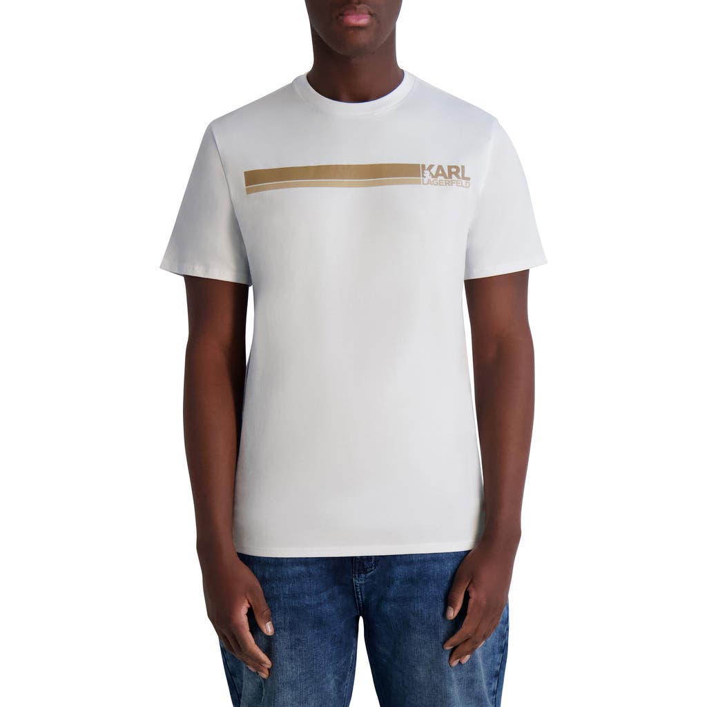 Karl Lagerfeld Paris Race Stripe Graphic T-shirt In White