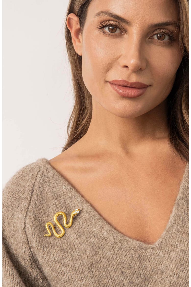Snake Brooch, Alternate, color, GOLD