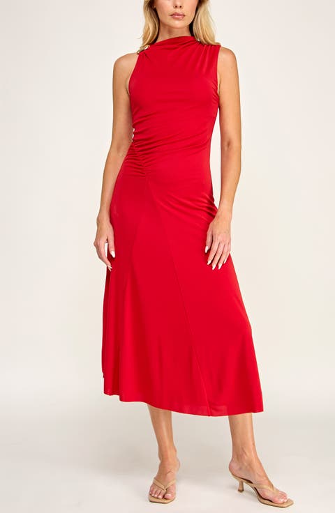Asymmetrical Knit Midi Dress