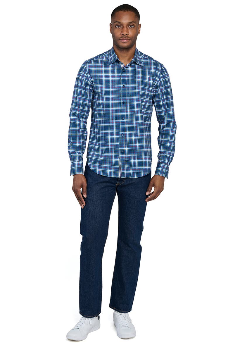 Brooklyn Brigade Checked Print Woven Long Sleeve Basic, Alternate, color, Navy