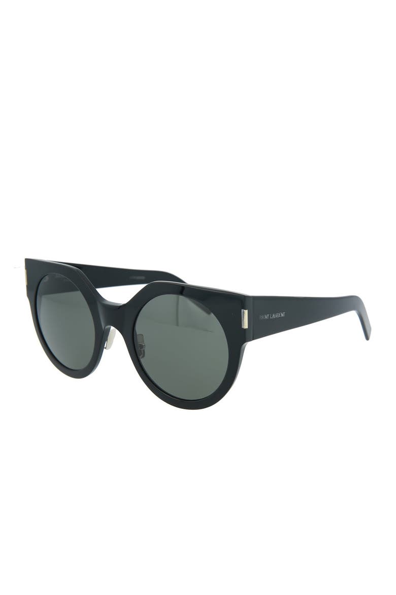 52mm Round Sunglasses, Alternate, color, SHINY BLACK
