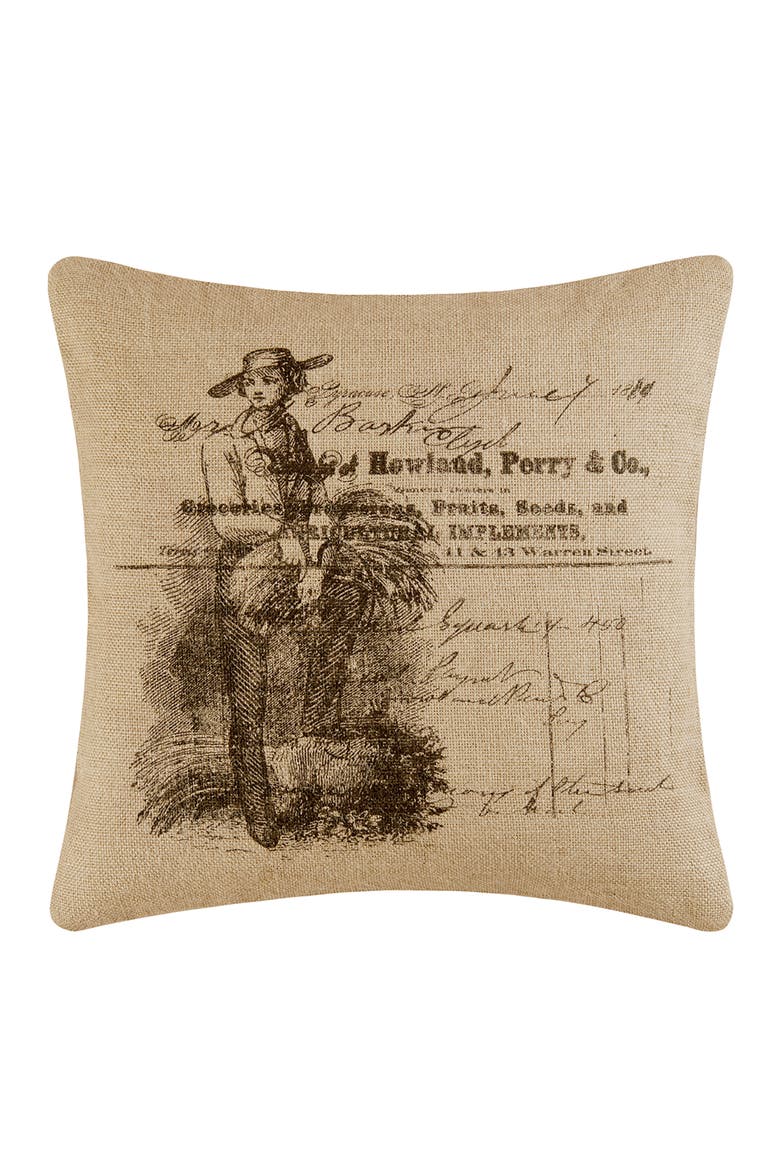 Squash Invoice Burlap Printed Accent Pillow, Main, color, Beige