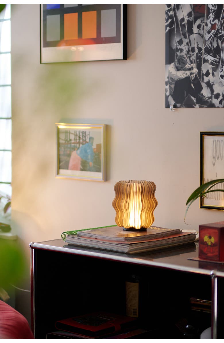 WOOJ DESIGN Cordless Mini Wavy Lamp, Alternate, color, Smoke