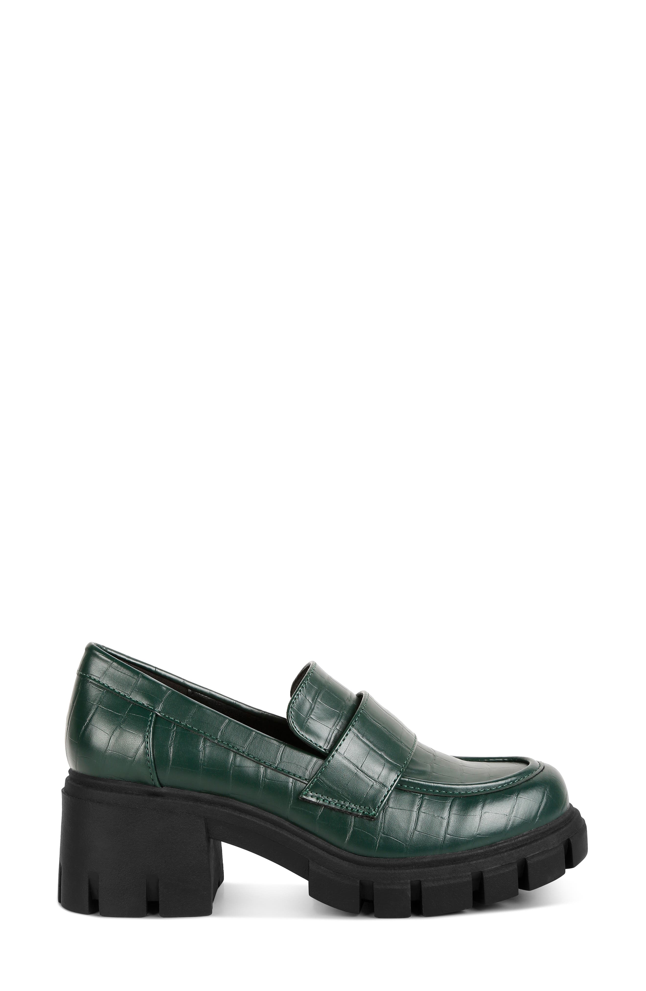 LONDON RAG Benz Croc Embossed Loafer Pump, Alternate, color, Dark Green