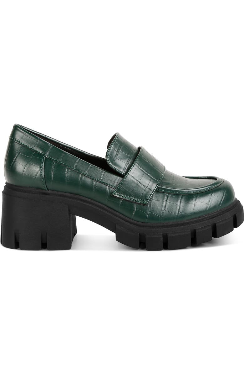 LONDON RAG Benz Croc Embossed Loafer Pump, Alternate, color, Dark Green