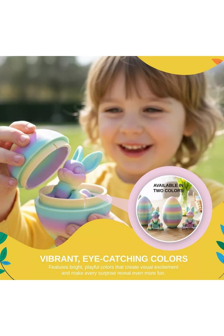 Easter Egg Basket Plush Set with 3D Printed Bunny Surprise Eggs, Alternate, color, Rainbow