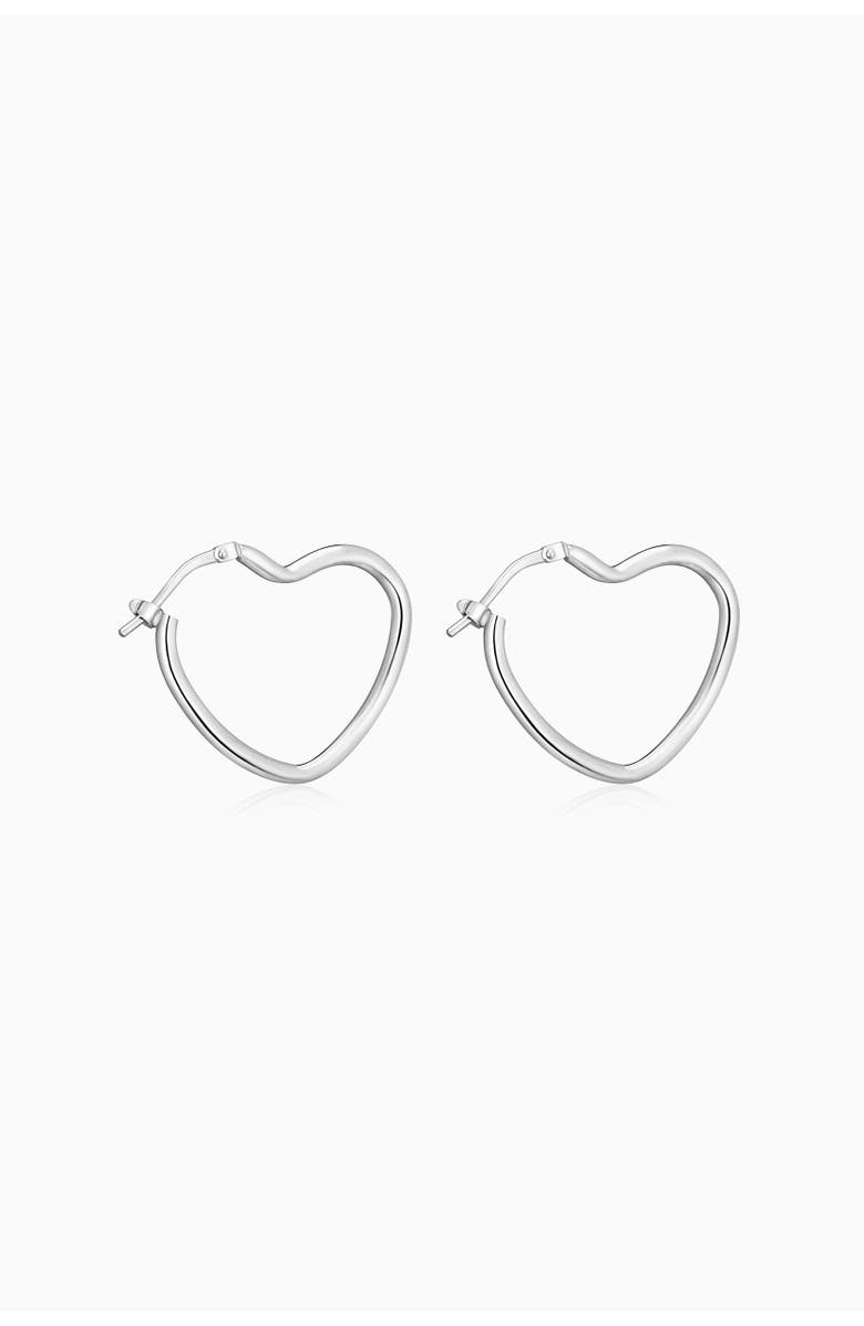 Oradina Sterling Silver Sweetheart Hoops, Main, color, Silver