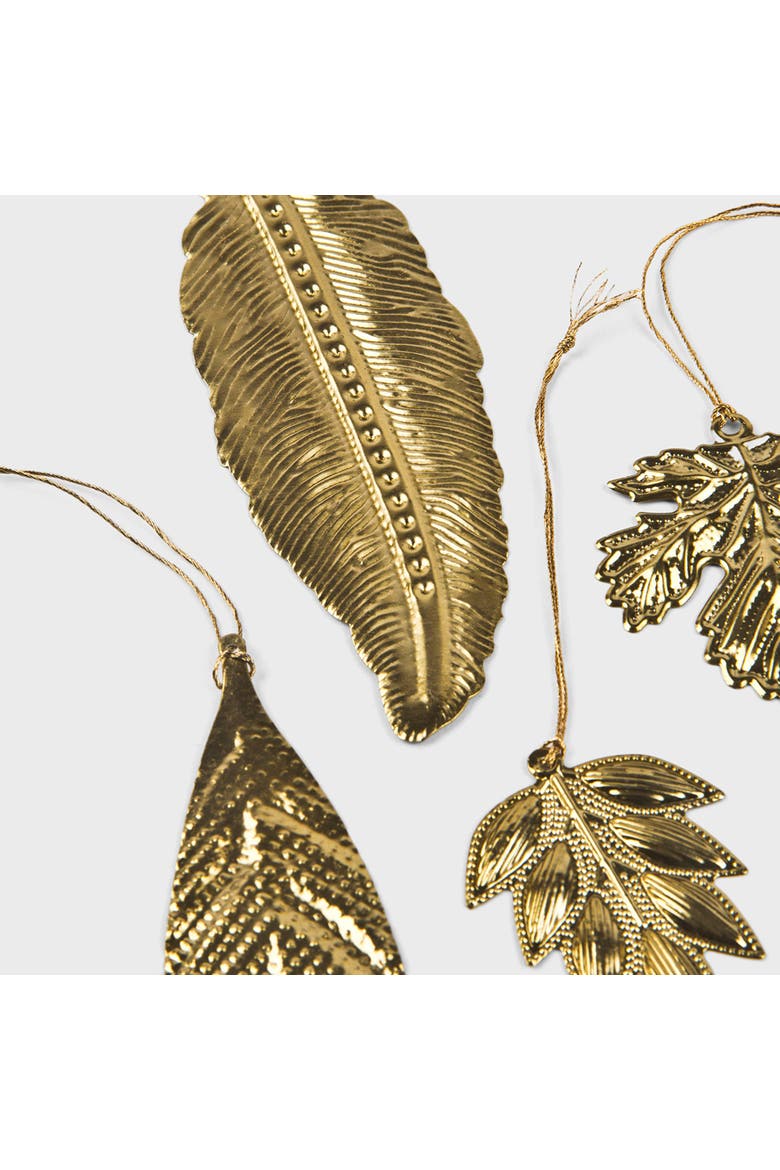 Eternal Leaves Brass Ornaments Set, Alternate, color, Metallic Gold