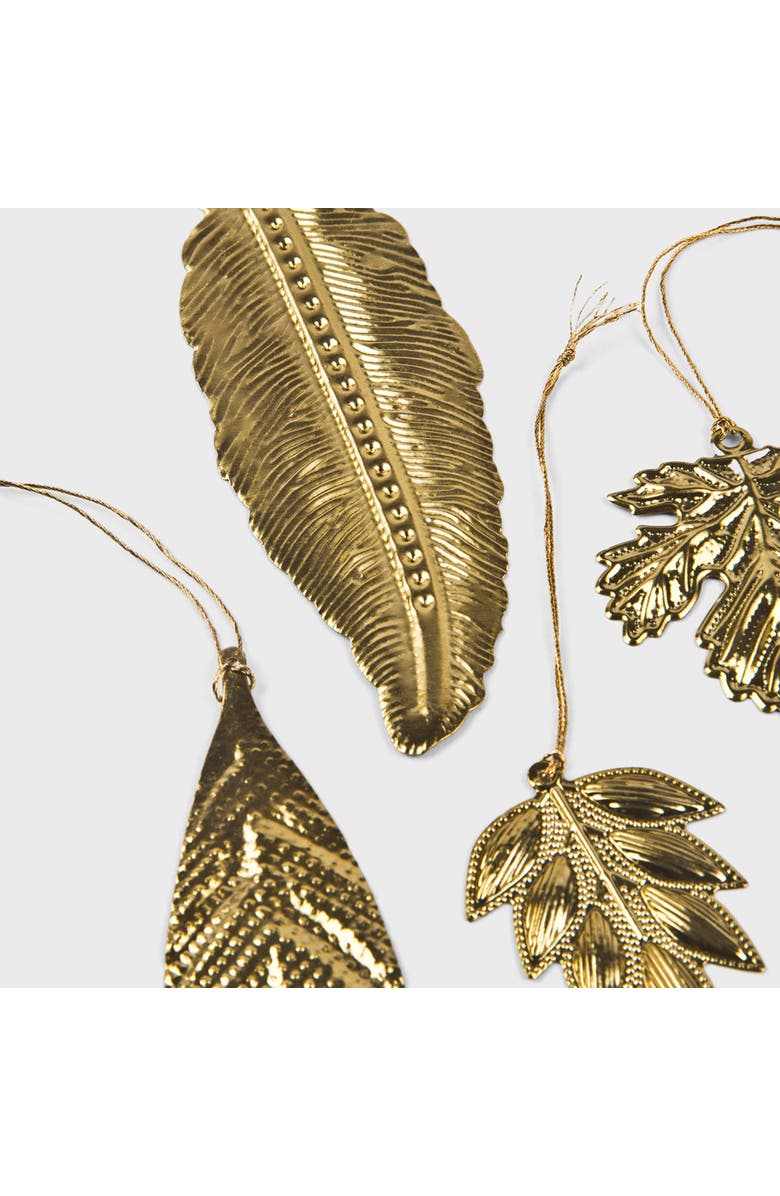 Mela Artisans Eternal Leaves Brass Ornaments Set, Alternate, color, Metallic Gold