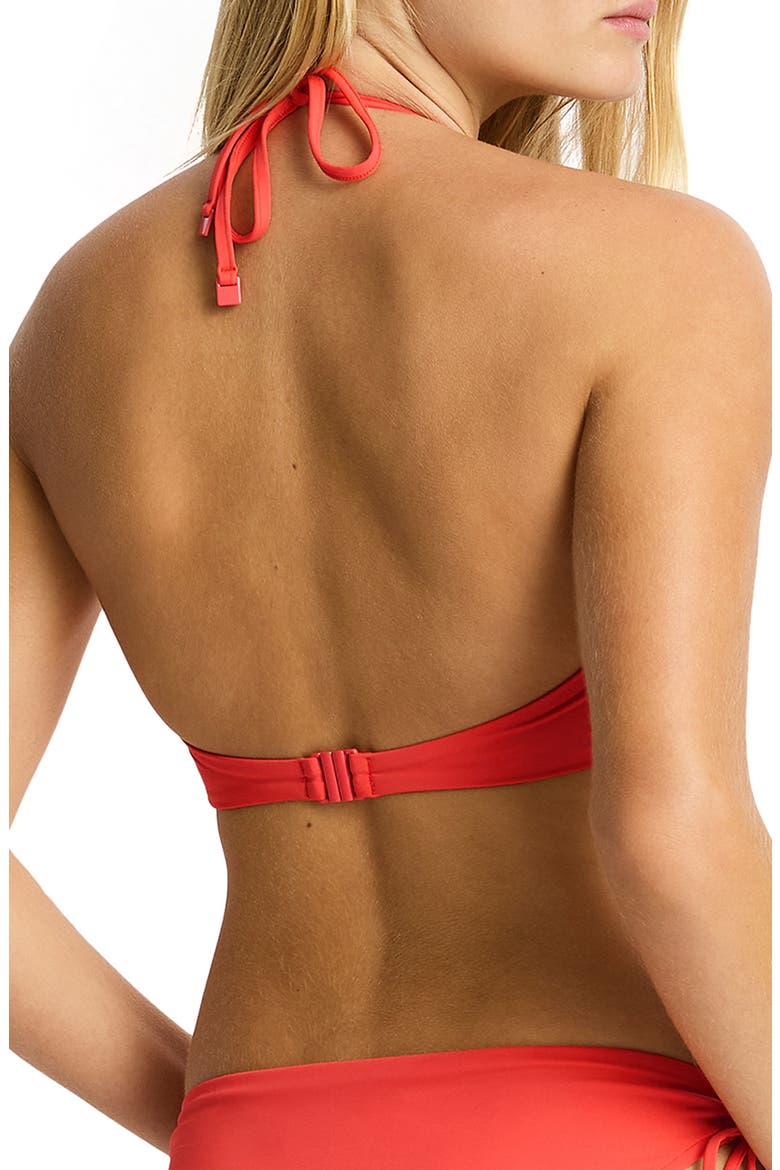 Longline Halter Bikini Top, Alternate, color, TANGO