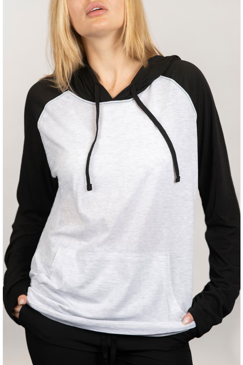Raglan Sleeve Hoodie, Main, color, WHITE/ BLACK