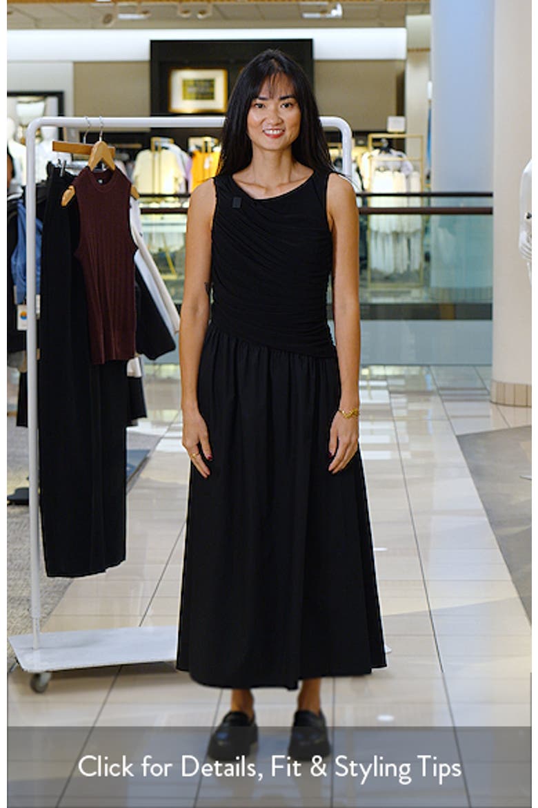 Ity Ruched Bodice Mixed Media Midi Dress video