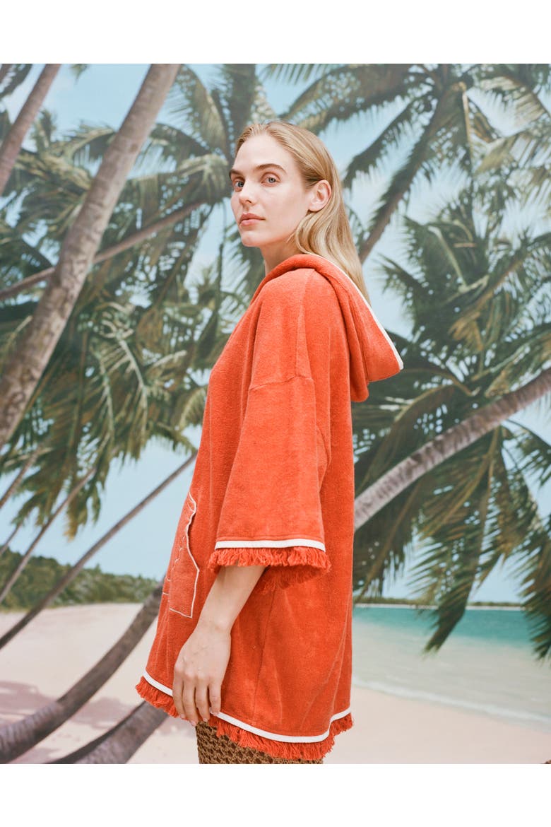 'Scallop' Beach Towel Top, Alternate, color, Coral